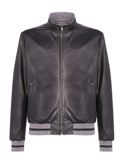 Reversible bomber jacket in leather .